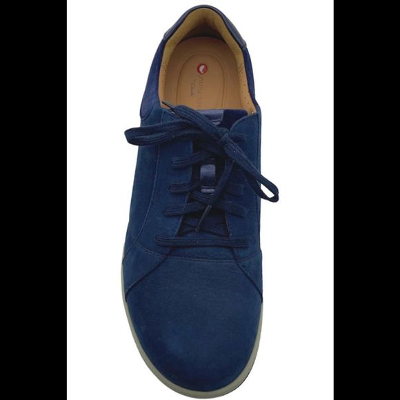 Clarks UnStructured Leather Lace-Up Sneakers Un Adorn Lace Navy - Medium - Picture 3 of 5